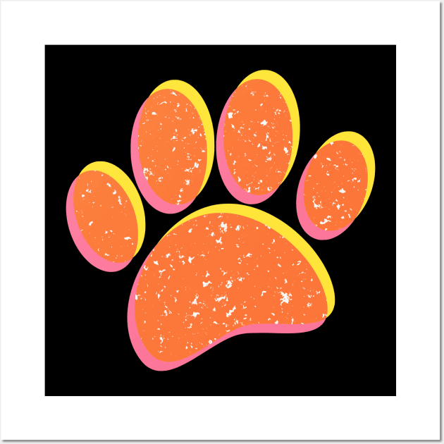 Dog Lover Retro Dog Paw Print Wall Art by Braznyc